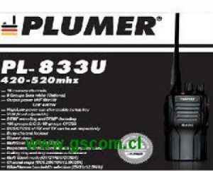 Radiotransmisor portátil Marca Plumer modelo PL-833 UHF 450-520mhz, 4w, 16 canales
